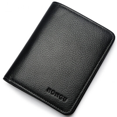 

Red Valley HONGU wallet men wallet short paragraph cowhide wallet male H10451302 dark black section