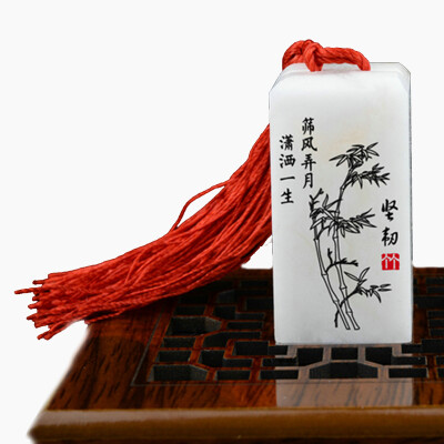 

chinese traditional seal stamp made of jade stone with silk bag free lettering free inkpad ideal gift