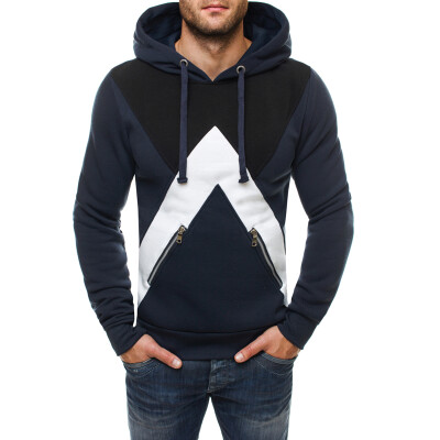 

New Men's Hoodies Sweatshirt Color Splicing Pullover Hoodies with Hat for men