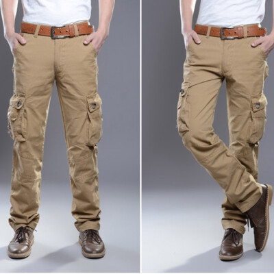 

Autumn and Winter Men Multi-pocket Overalls Straight Trousers Sport Uniform Trousers