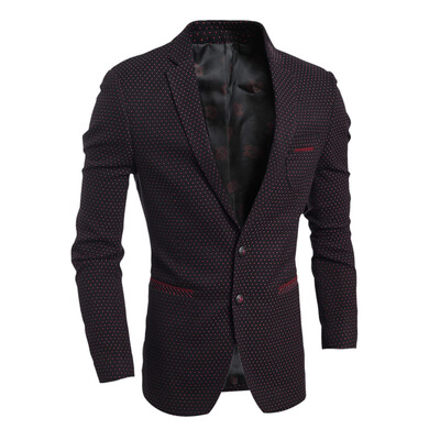 

Men Dot Printed British Retro Suit Jacket