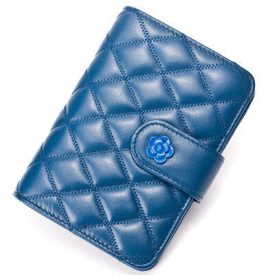 

DOODOO wallet women short section sheepskin new small wallet Japanese&Korean style fan coin coin bag D6965 sapphire blue