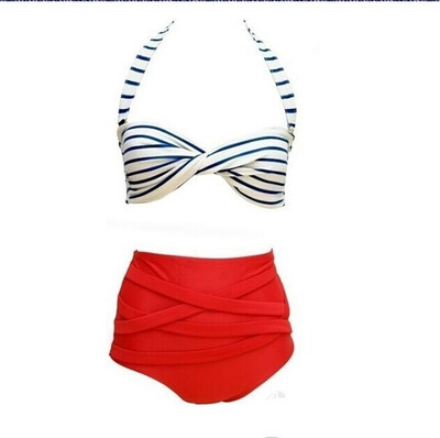 

Sexy Retro Pinup Rockabilly Vintage High Waist Bikini Swimsuit Swimwear S-XL