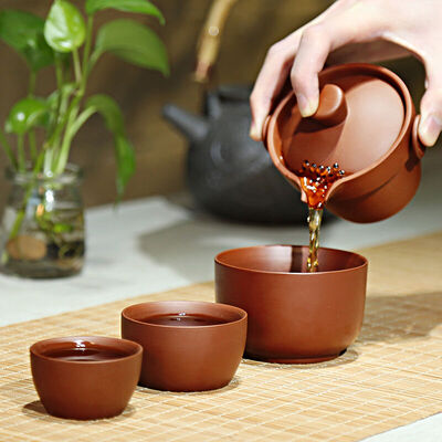 

Artistic Express Cup A pot of three cups of portable travel Kung Fu tea set cup set red