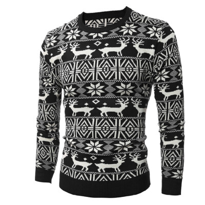 

Men's Casual Long-sleeved Christmas Deer Pullover Sweater