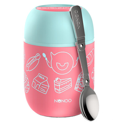 

NONOO braised pot stainless steel insulation pot stew brazing insulation cup insulation porridge bucket eat cup 460ml pink