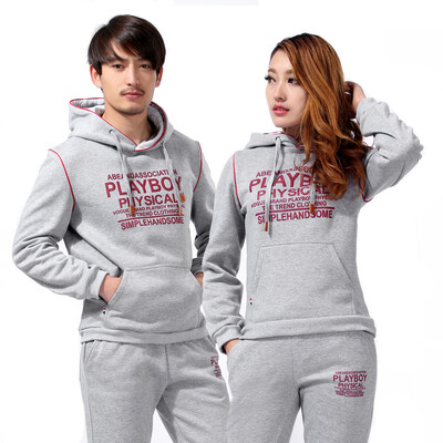 

Playboy (PLAYBOY) DS5010 Модная пара Толстовка Подростковая Повседневная одежда Мужчины и женщины Тонкий длинный рукав Брюки Брюки Серый XL
