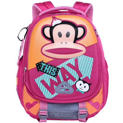 

Рот обезьяна (Paul Frank) детская школьная сумка ученик начальной школы сумка женский досуг простой мешок рюкзак моды PKY2086B розовый красный