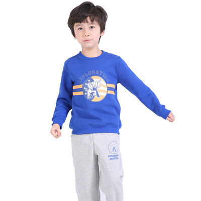 

(KIDS MAM & DAD) boys and girls suits autumn and winter plus velvet thick two-piece long sleeve casual set 60189 fresh yellow 120