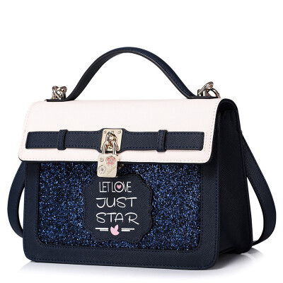 

When Europe is satisfied JUST STAR handbags new fashion wild female casual shoulder bag hand bag Messenger small square package JS021L love powder