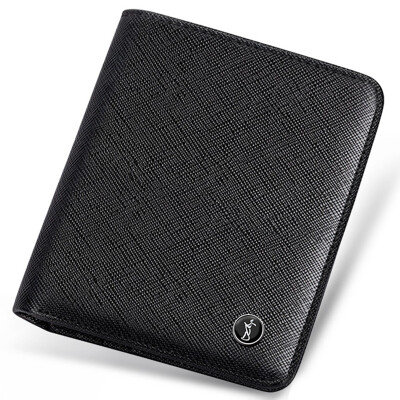 

Wizards (TRIES) Wallets Men's short section simple and light business casual first-class cowhide wallet gift box QT166001-2H black