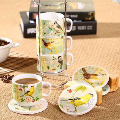 

Evergreen Green Cup 4 sets of creative ceramic cup cup coffee cup set (send shelves and the same paragraph color coasters