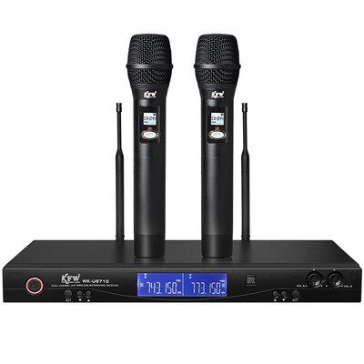 

KFW WK-U8710 black U section wireless microphone one drag two wireless microphone home KTV project conference host speech microphone