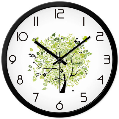 

Momen wall clock creative living room wall chart cartoon mute 14-inch pure white cherry beautifully imported movement watch quartz clock 7H40110H black