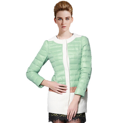 

Pierre cardin pierre cardin 23C1256 female stitching round neck long section down jacket water green  160