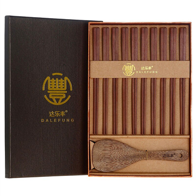 

D&39Alefen No Paint Red Sandalwood Chinese Chopsticks Chicken Wings Wood Rice Spoon Tableware Gift Box Set