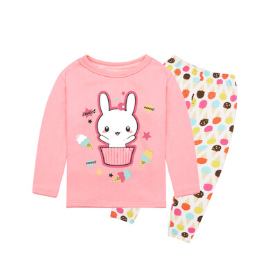 

Yue Tong Lai children's warm underwear suits boys and girls plus velvet thickening underwear two-piece children's home service pajamas Qiuqiu Qiu Y1884 sweet white rabbit 130