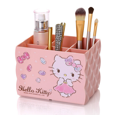 

HELLO KITTY diamond pattern 6 grid desktop storage box pink cosmetics storage desk stationery storage KT1240