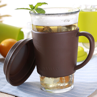 

Three light clouds glasslock Korea imported tempered glass cup cup with a set of insulation sets RC106 brown 500ml