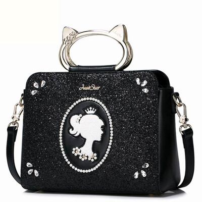 

JUST STAR JUST STAR handbags new bag leisure Messenger bag cute cat shoulder bag handbags original design hand bag wallet JS163 black