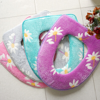 

Jingdong supermarket] Shi can according to QL-1208 sticky thickened toilet pad set (sitting suit set) warm toilet ring 2 pieces of three-color purple flower