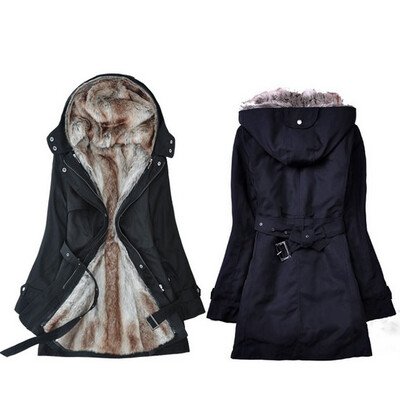 

New Winter Women Warm Thickening Coat Hairy liner Trench Coat