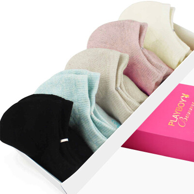 

Jingdong supermarket] Playboy (PLAYBOY) 2824 Casual cotton socks women's socks and cotton in the tube fashion female stealth socks 5 double gift box mixed color