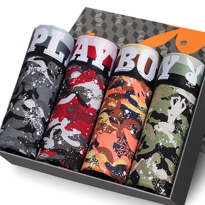 

Playboy (PLAYBOY) Мужское нижнее белье 4 Подарочные коробки Брюки Камуфляж Короткие короткие брюки 5260 Multicolor L
