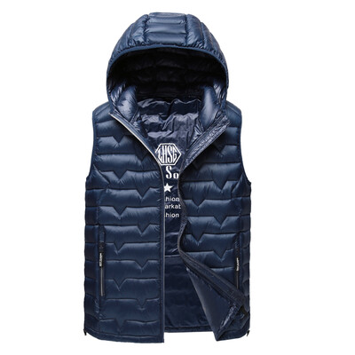 

Antarctic men's down jacket fashion hooded section 90 white duck down solid color warm down vest 1904 dark blue