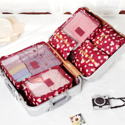 

Shengyi Waterproof Travel Storage Bag Luggage Bag Collar Case Storage 6pcs Set Sunflower Red