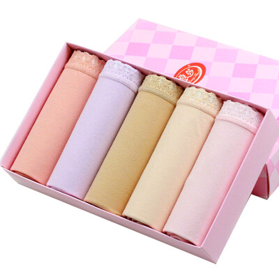 

[Jingdong supermarket] Langsha underwear ladies stretch cotton underwear lace pure color cotton briefs five gift box 165 / XL