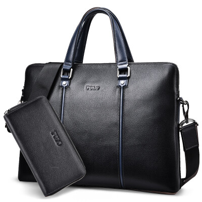 

POLO Men's Handbag Horizontal Business Briefcase Men's Handbag Set 060017 Black