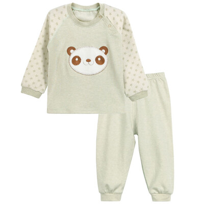 

Xin Song baby jacquard color cotton home clothing suit newborn spring and autumn color cotton underwear shirt pants suit natural green panda C279D80