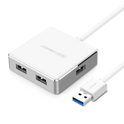 

Зеленый Альянс (UGREEN) USB3.0 высокоскоростное расширение 4-портовый HUB сплиттер ноутбук один перетащить более четырех интерфейсов USB-концентратор с интерфейсом питания 1 метр белый 20790