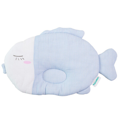 

Cotton era baby stereotypes pillow baby newborn gauze pillow anti-head 34x21cm blue and white grid 1 / bag