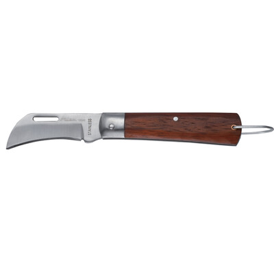 

Elegante 15097 двойного назначения деревянной ручкой изогнутым лезвием ножа Электромонтер зачистки проводов и кабелей обесшкуривание нож складной нож