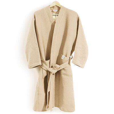 

Sanli combed cotton lonely honeycomb leisure leisure robe star hotel club bathrobe lovers home service men&women sweat steamed sauna suit four seasons common M beige