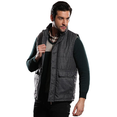 

Heng Yuanxiang warm vest men silk cotton vest can wear thick coat jacket gray 175