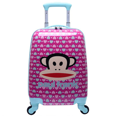 

Bangling Monkey Paul Frank Children Trolley Case Student Men&39s&Women&39s Luggage 16-inch Caster Boarding Box PKY2115B Pink