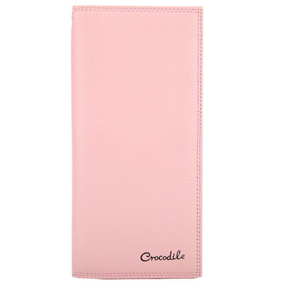 

Crocodile CROCODILE Cowhide twisted long section of the women&39s wallet fashion trend multi-card bit female wallet 16415022-20 pink