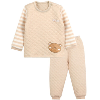 

Xin Song baby color cotton warm side shoulder buckle sets of newborns autumn and winter warm color cotton underwear shirt pants suit shallow card of its bear D069D80