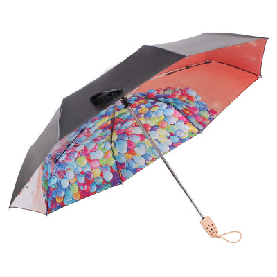 

Heaven umbrella UPF50 since the open all the shading black rubber balloon transfer three fold black umbrella sunny umbrella umbrella orange 30138ELCJ