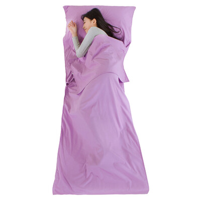 

Tili Shi cotton sleeping bag outdoor adult spring summer autumn&winter warm lunch break ultra-light camping envelope couple sleeping bag LY-5004 single widening light purple