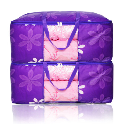 

Sheng silk is still goods storage finishing bag clothing quilt storage bag visual 2 sets of purple sun flower 85L