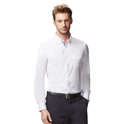 

Джентльменская добродетель Мужская одежда Slim с длинным рукавом Хлопок Free Iron Oxford Shirt YCF50313083 White 42