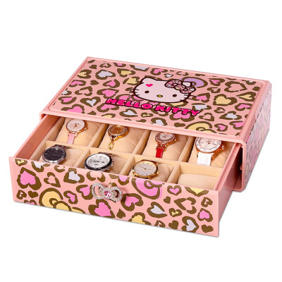 

HELLO KITTY Leopard Clothes Large 9 Grid Storage Box Jewelry Box Makeup Skincare Dress Up Dresser Dress Up Box Pink KT1008