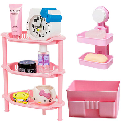 

Зеленые тростниковые трехслойные пластиковые стойки присоски - двухслойная мыльная коробка для косметики с ящиком для хранения 3 набора розовых