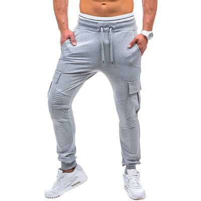 

Men Cotton Trousers Casual Ribbon Sport Long Pants