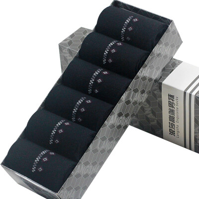 

Langsha socks cotton socks in the tube men&39s casual business socks 6 pairs of fine gift box 6 pairs of black all yards