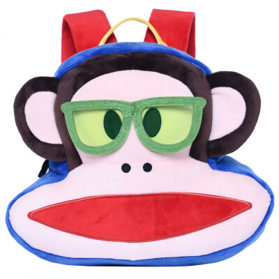 

Big mouth monkey Paul Frank baby bag kindergarten shoulder plush shape cute bag children backpack bag PKY2021B blue